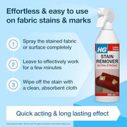 HG Stain Remover, Extra Strong Spray with Active Oxygen, 500ml | Extra-strong stain remover for carpets & upholstery furniture; tackles tough stains like wine & coffee on compatible fabrics