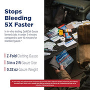 QuikClot Kaolin Clotting Gauze, 2' | Stops Bleeding Up to 5X Faster Than Standard Gauze with Kaolin Hemostatic Technology Trusted by Medical Professionals