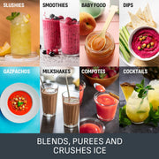 Tefal Blendforce II Blender, 2L Plastic Jug, 600W, Ice Crush, Black | 1.25L Working Capacity, 4 Removable Stainless Steel Blades, 2 Speeds and Pulse, Smoothies, BL420840