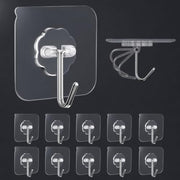 10 Pack Adhesive Wall Hooks for Hanging Heavy Duty Towel Coat Hooks Waterproof Transparent Hook for Bathroom Shower Kitchen Keys Door Outdoor Home Improvement Utility Hook
